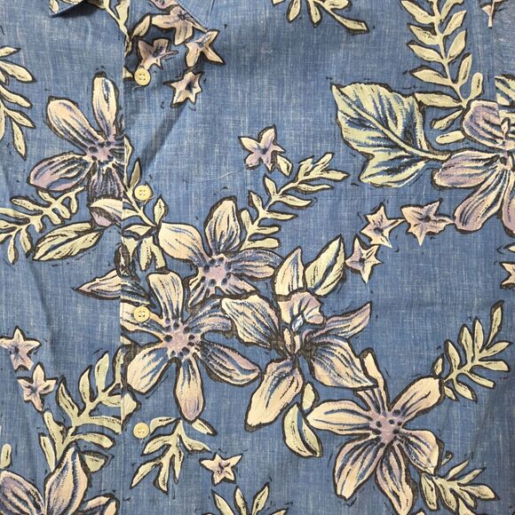 REYN SPOONER Shirt Men's 3XL Blue Abstract Floral Hawaiian Lily Full Cut - Picture 4 of 8